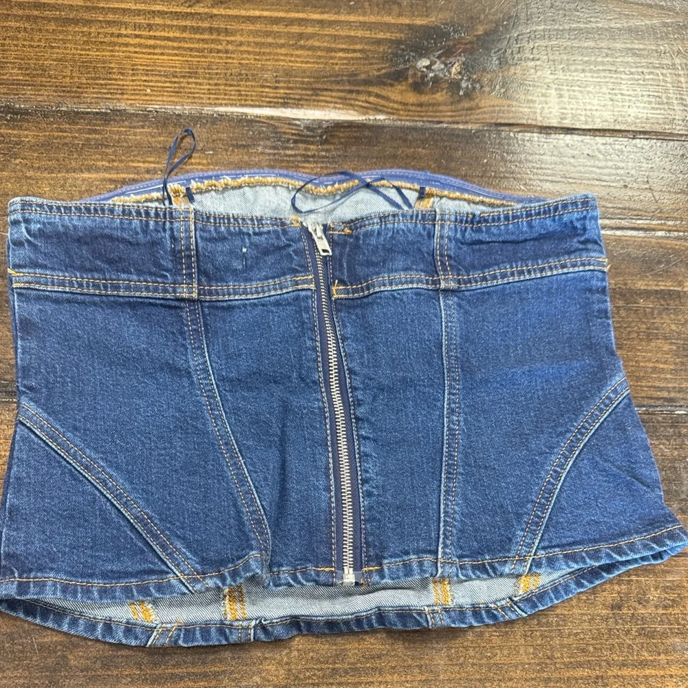 Universal Thread Dark Blue Denim Strapless Bustier Top size 6 - Picture 4 of 4